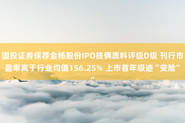 国投证券保荐金杨股份IPO技俩质料评级D级 刊行市盈率高于行业均值156.25% 上市首年级迹“变脸”