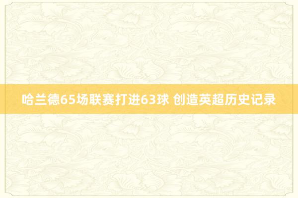 哈兰德65场联赛打进63球 创造英超历史记录