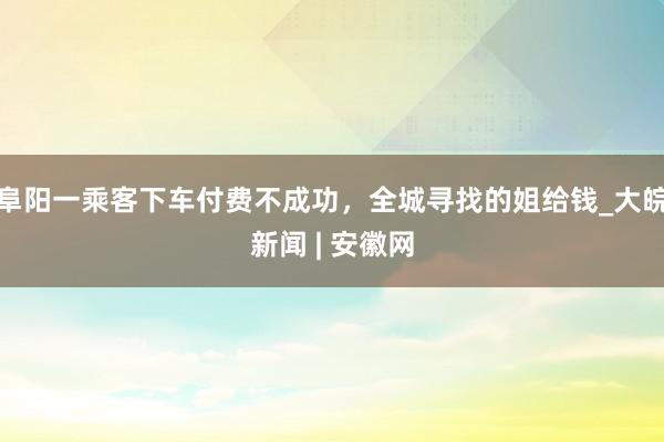 阜阳一乘客下车付费不成功，全城寻找的姐给钱_大皖新闻 | 安徽网