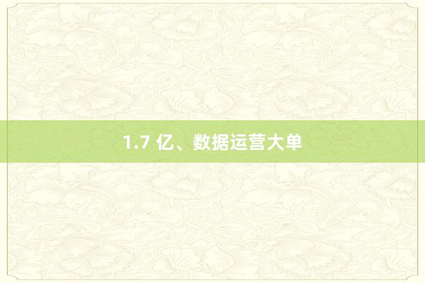 1.7 亿、数据运营大单