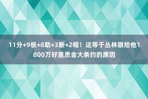 11分+9板+8助+3断+2帽！这等于丛林狼给他1800万好意思金大条约的原因