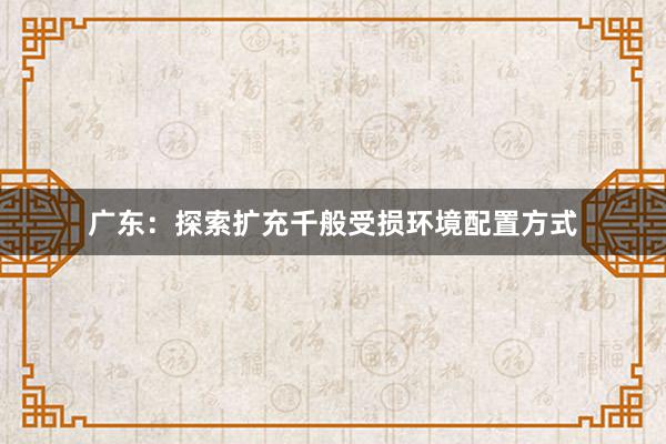 广东：探索扩充千般受损环境配置方式