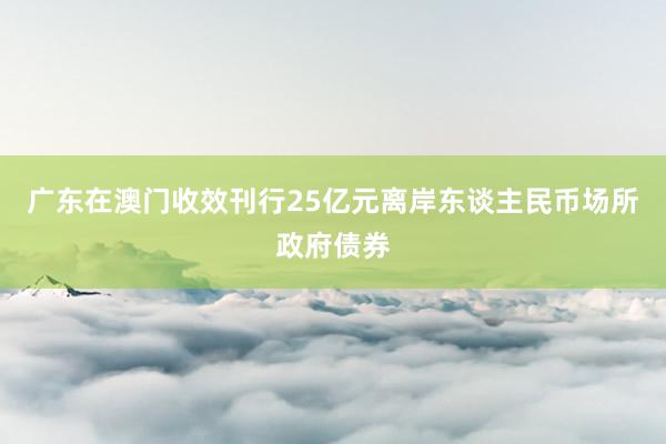 广东在澳门收效刊行25亿元离岸东谈主民币场所政府债券