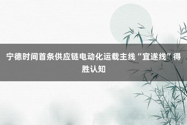 宁德时间首条供应链电动化运载主线“宜遂线”得胜认知