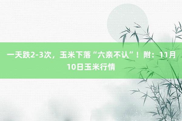 一天跌2-3次，玉米下落“六亲不认”！附：11月10日玉米行情